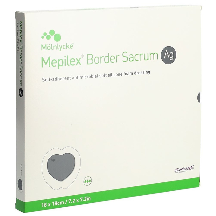 Mepilex Border Sacrum AG, 18 cm x 18 cm, box 5 pieces Mepilex Border Sacrum AG, 18 cm x 18 cm, box 5 pieces