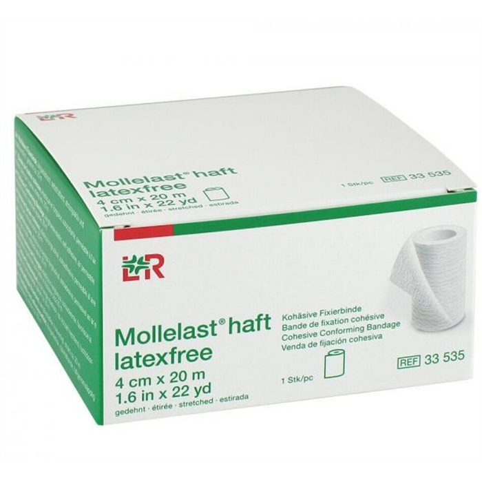 Mollelast haft cohesive bandage, 4 cm x 20 m Mollelast haft cohesive bandage, 4 cm x 20 m