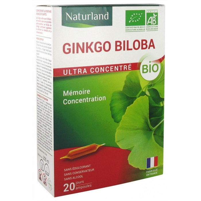 Naturland Ginkgo Biloba Bio, 20 Ampoules x 10 ml Naturland Ginkgo Biloba Bio, 20 Ampoules x 10 ml