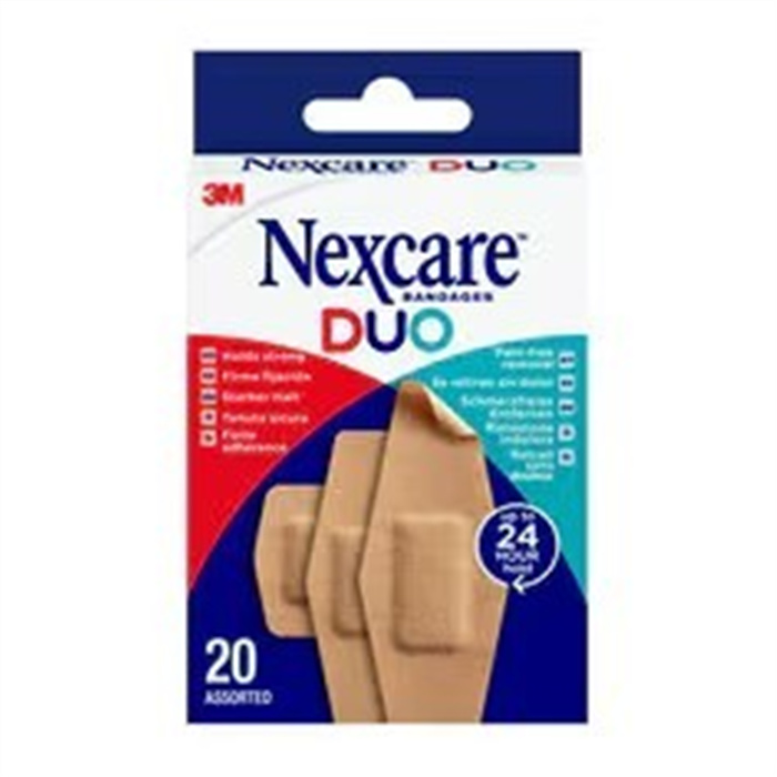 Nexcare DUO plasters, Assorted, 20/Pack Nexcare DUO plasters, Assorted, 20/Pack