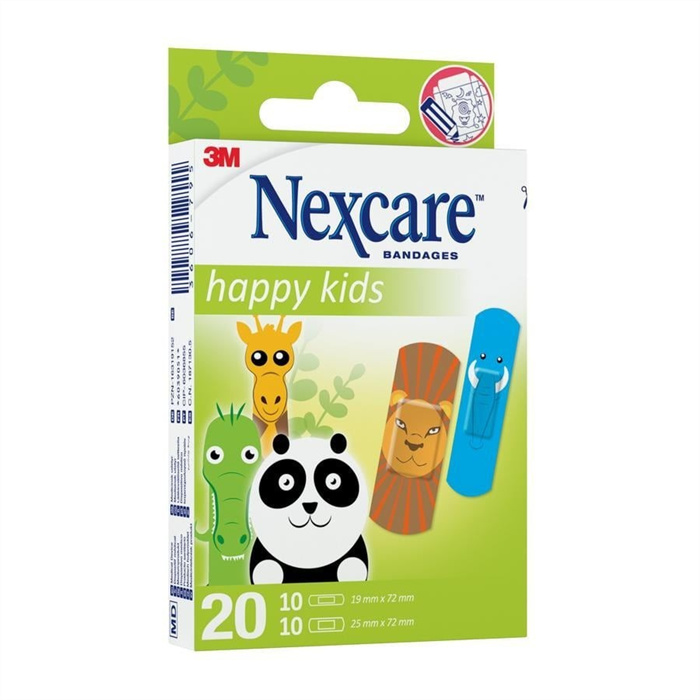 Nexcare Happy Kids Animals, Assorted, 20 pcs /pack Nexcare Happy Kids Animals, Assorted, 20 pcs /pack