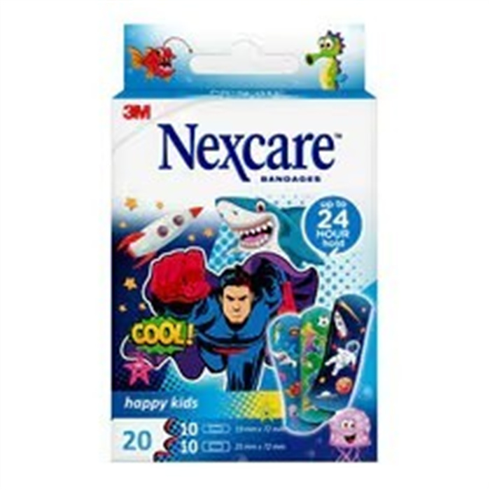 Nexcare Happy Kids Cool, Super-Heros,  Assortiment, 20 pcs / paquet Nexcare Happy Kids Cool, Super-Heros,  Assortiment, 20 pcs / paquet