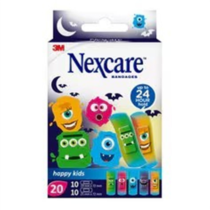 Nexcare Happy Kids Monster, Assorted, 20 pcs /pack Nexcare Happy Kids Monster, Assorted, 20 pcs /pack