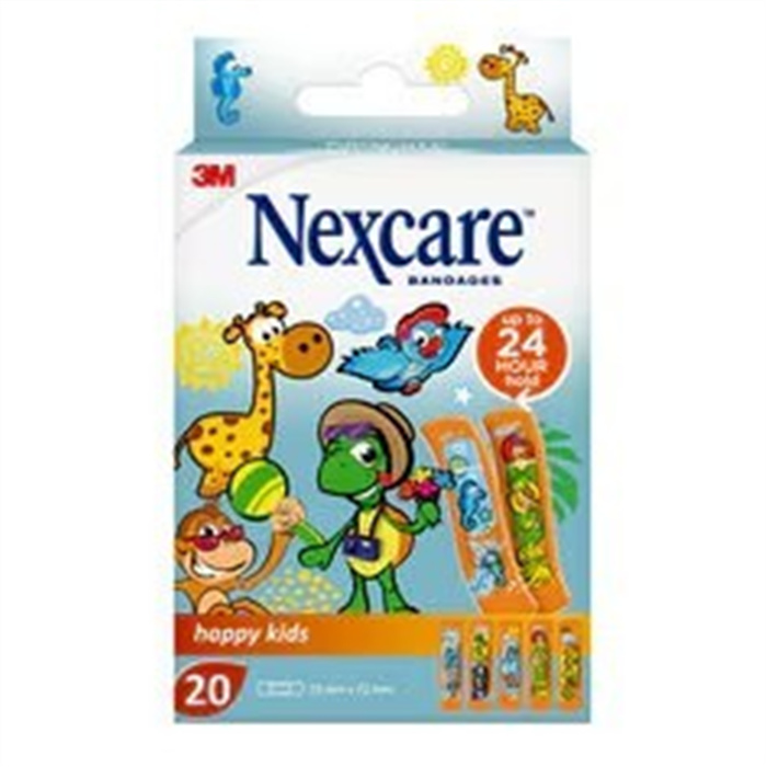 Nexcare Kinderpflaster Happy Kids, assortiert, 19 mm x 72mm, 20/Packung Nexcare Kinderpflaster Happy Kids, assortiert, 19 mm x 72mm, 20/Packung