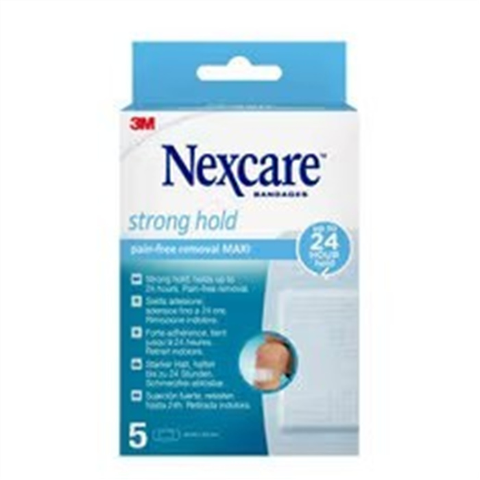 Nexcare Strong Hold MAXI Pain-free Removal Bandages
50 mm x 101 mm, 5 pads/Pack Nexcare Strong Hold MAXI Pain-free Removal Bandages
50 mm x 101 mm, 5 pads/Pack