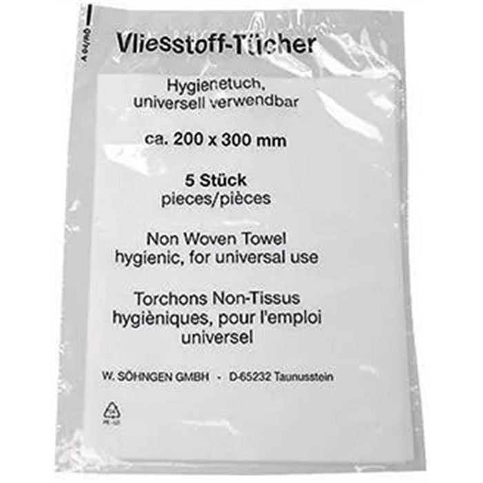 Nonwoven wipes, 20 x 30 cm, pack of 5 pieces Nonwoven wipes, 20 x 30 cm, pack of 5 pieces