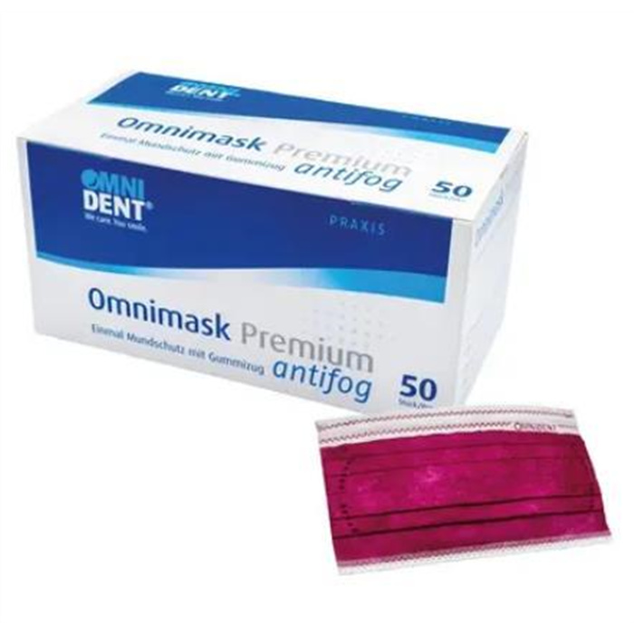Omnimask Premium anti-fog - Pack of 50 with elastic band, burgundy Omnimask Premium anti-fog - Pack of 50 with elastic band, burgundy