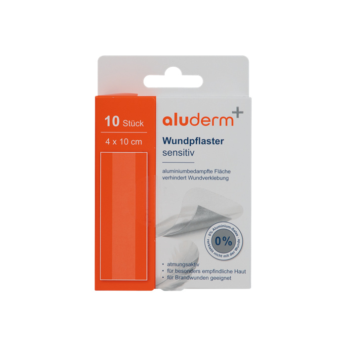 Pansements blancs aluderm+ sensibles, 10 pièces, 4 × 10 cm Pansements blancs aluderm+ sensibles, 10 pièces, 4 × 10 cm