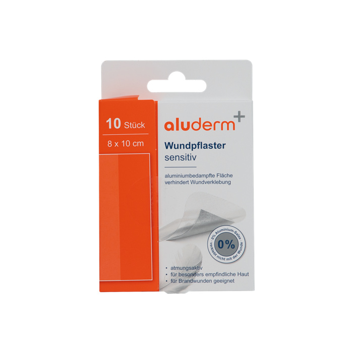 Pansements blancs aluderm+ sensibles, 10 pièces, 8 × 10 cm Pansements blancs aluderm+ sensibles, 10 pièces, 8 × 10 cm