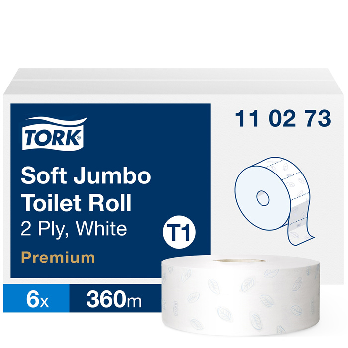 Papier toilette Tork Soft Jumbo, 360 m x 10 cm, 2 plis, 1800 feuilles Papier toilette Tork Soft Jumbo, 360 m x 10 cm, 2 plis, 1800 feuilles