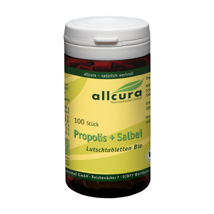 Propolis-Salbei Lutsch Tabletten Bio, 100 Stück Propolis-Salbei Lutsch Tabletten Bio, 100 Stück
