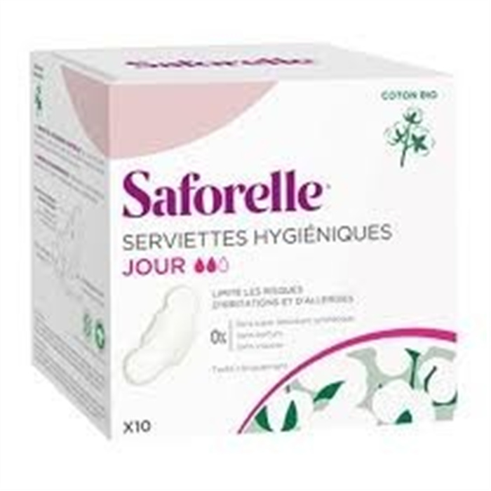 SAFORELLE Bandes Hygiéniques avec Ailettes x10 SAFORELLE Bandes Hygiéniques avec Ailettes x10