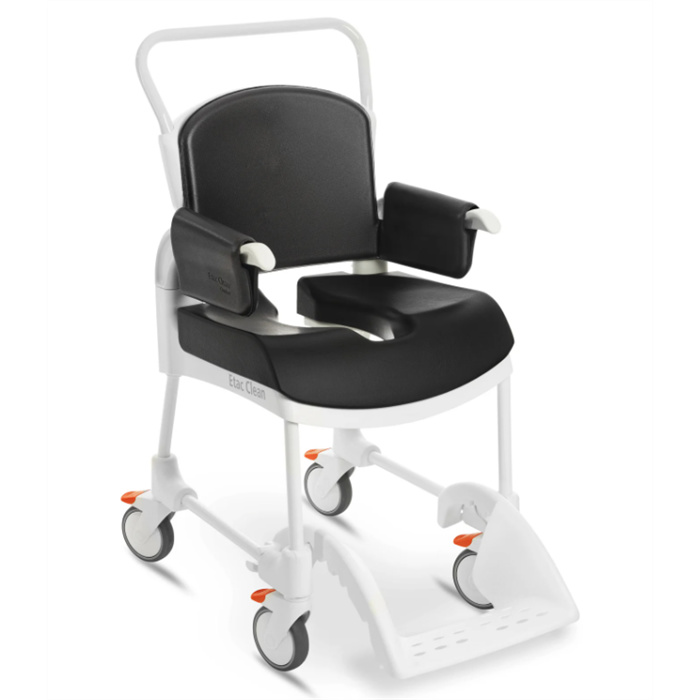 Shower-toilet wheelchair Clean Komfort, white, seat height 49 cm, 4 lockable wheels Shower-toilet wheelchair Clean Komfort, white, seat height 49 cm, 4 lockable wheels