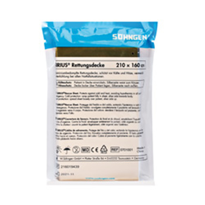 SIRIUS-Rettungsdecke, 210 x 160 cm silber-gold, QSM SIRIUS-Rettungsdecke, 210 x 160 cm silber-gold, QSM