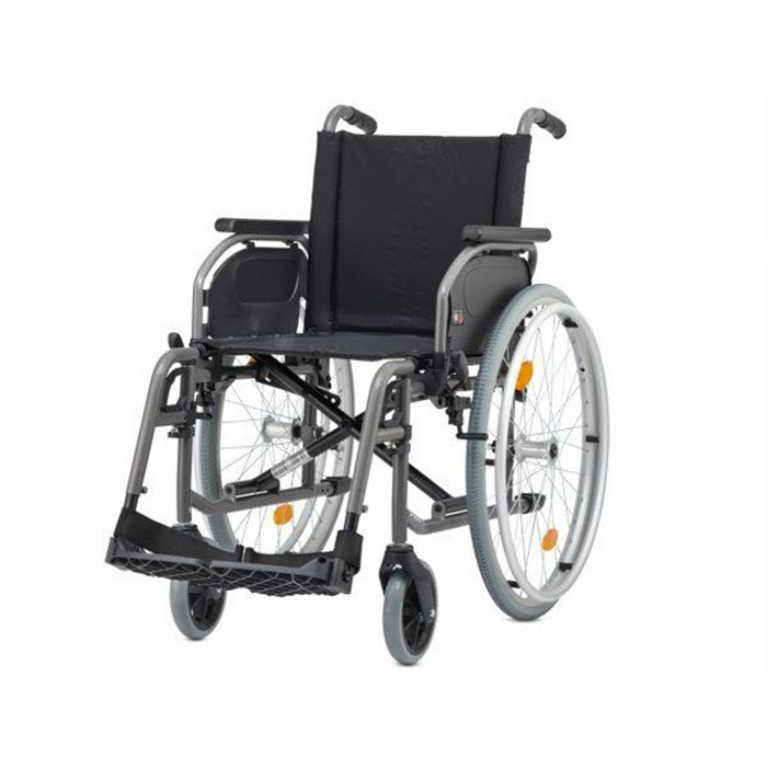 Standard wheelchair without drum brake, seat width 46 cm, max. 125 kg, foldable Standard wheelchair without drum brake, seat width 46 cm, max. 125 kg, foldable