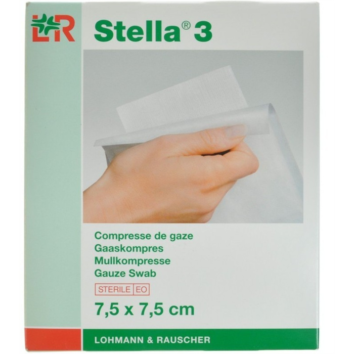 Stella 3 Compresse stérile, 7.5 X 7.5 cm, 8 plis - boîte à 20 pièces Stella 3 Compresse stérile, 7.5 X 7.5 cm, 8 plis - boîte à 20 pièces