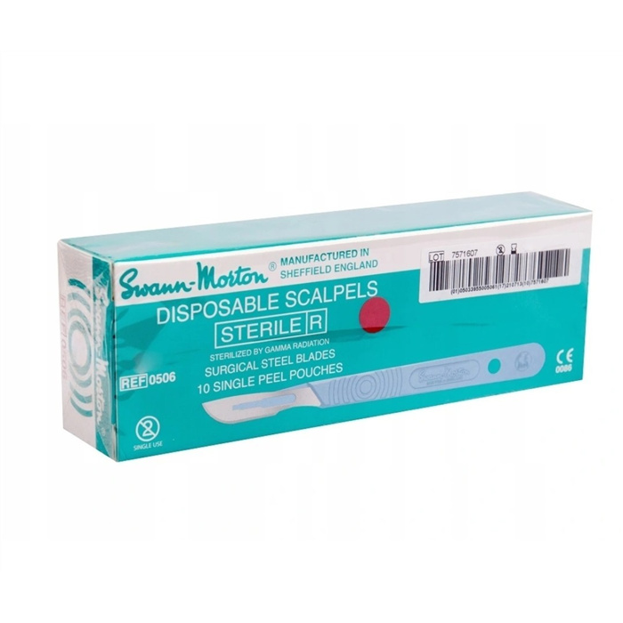 Sterile disposable scalpels with handle (stainless steel), No. 24, box of 10 pieces Sterile disposable scalpels with handle (stainless steel), No. 24, box of 10 pieces