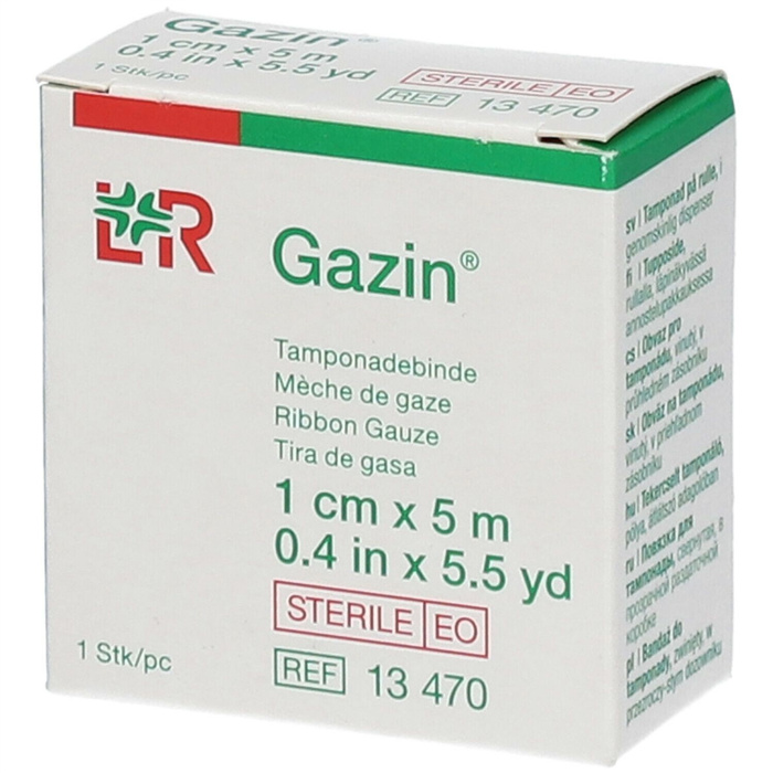Sterile Gazestreifen mit Saum, 1 cm x 5 m Sterile Gazestreifen mit Saum, 1 cm x 5 m