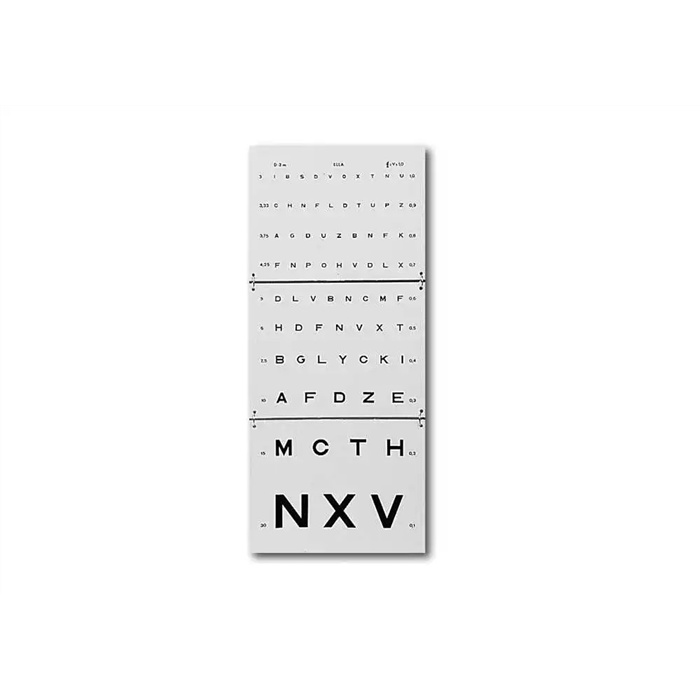 T5 optometric chart with Monoyer test, direct reading at 3 m T5 optometric chart with Monoyer test, direct reading at 3 m