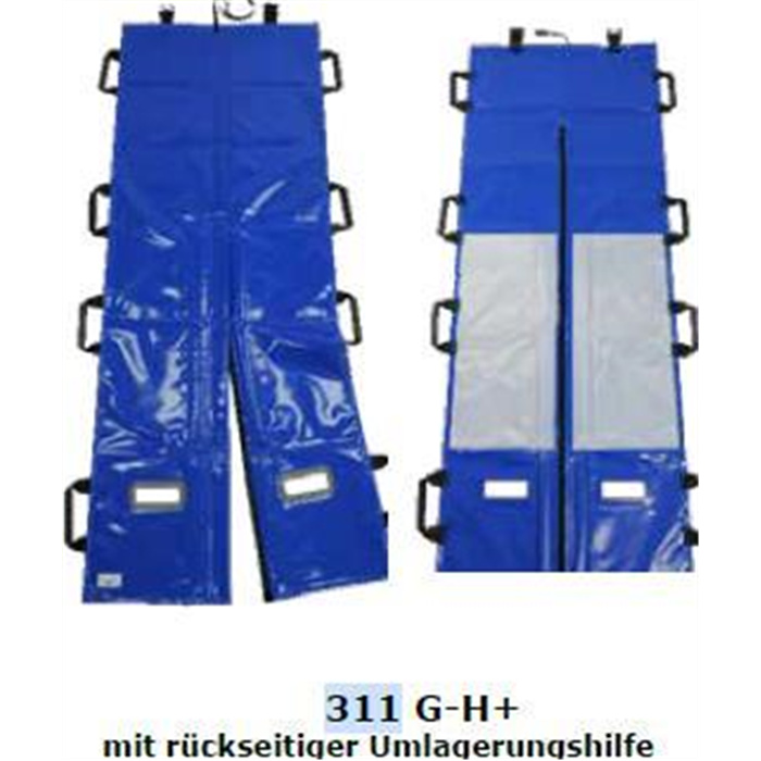 Teilbares Rettungstuch mit integrierter Umlagerungsfunktion und H+-Gurten Teilbares Rettungstuch mit integrierter Umlagerungsfunktion und H+-Gurten