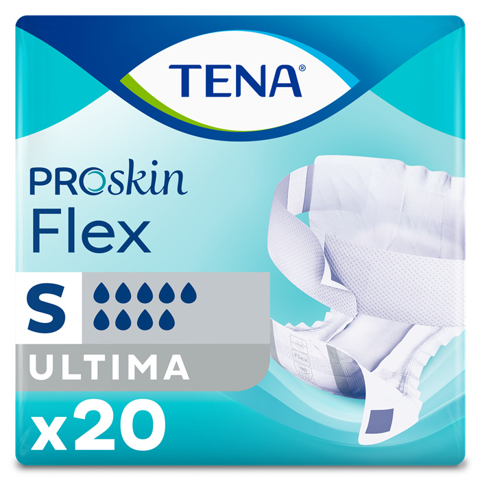 TENA PROSKIN FLEX ULTIMA SMALL 
SACHET DE 20 PIECES, 61-87CM TENA PROSKIN FLEX ULTIMA SMALL 
SACHET DE 20 PIECES, 61-87CM