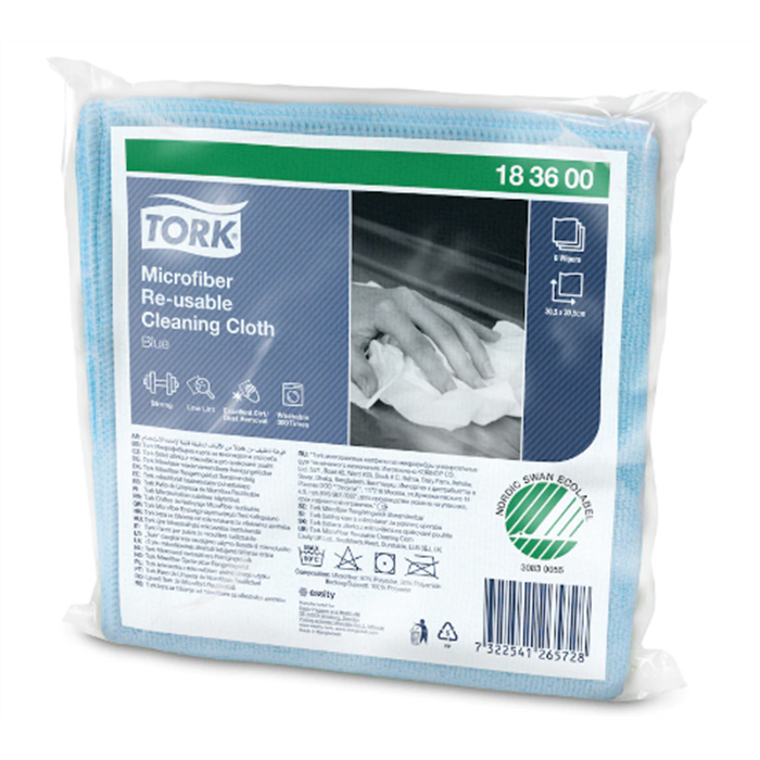 Tork Chiffon de nettoyage en microfibre SCAP, réutilisable, bleu, 30,5 x 30,5 cm, 6 x 8 pièces Tork Chiffon de nettoyage en microfibre SCAP, réutilisable, bleu, 30,5 x 30,5 cm, 6 x 8 pièces