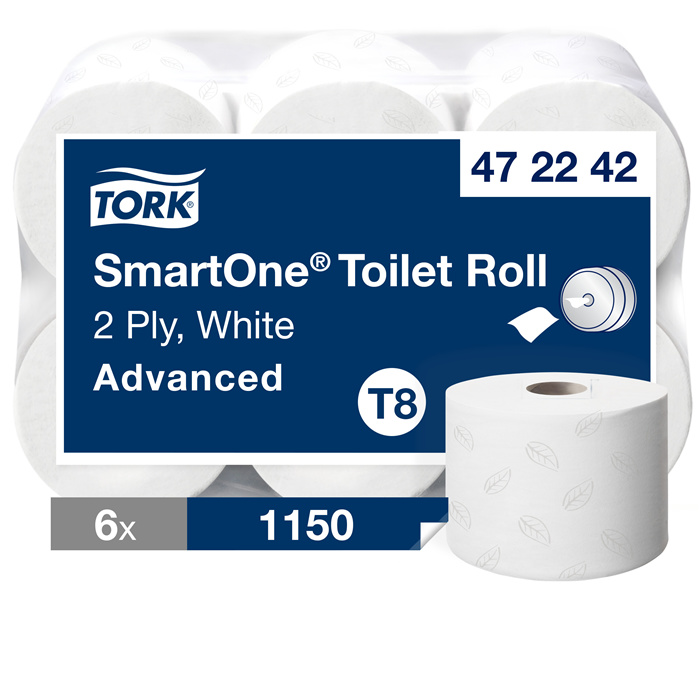 Tork SmartOne Advanced toilet paper, 2-ply, 13.4 x 18 cm, carton of 6 rolls Tork SmartOne Advanced toilet paper, 2-ply, 13.4 x 18 cm, carton of 6 rolls