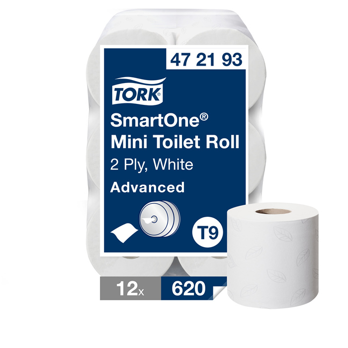 Tork SmartOne mini toilet roll
Carton of 12 rolls x 620 sheets, 2-ply, 13.4 x 18 cm Tork SmartOne mini toilet roll
Carton of 12 rolls x 620 sheets, 2-ply, 13.4 x 18 cm