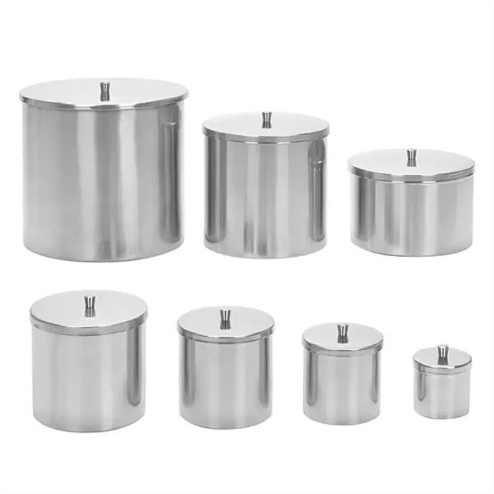 Watte- und Tupferbehälter, mit Deckel, Edelstahl, rostfrei, 85 x 85 mm Watte- und Tupferbehälter, mit Deckel, Edelstahl, rostfrei, 85 x 85 mm