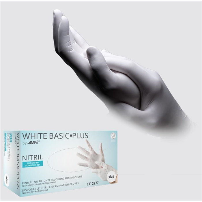 WHITE BASIC-PLUS, Nitril-Untersuchungshandschuh, puderfrei, weiß, Gr. S, 200 St. WHITE BASIC-PLUS, Nitril-Untersuchungshandschuh, puderfrei, weiß, Gr. S, 200 St.