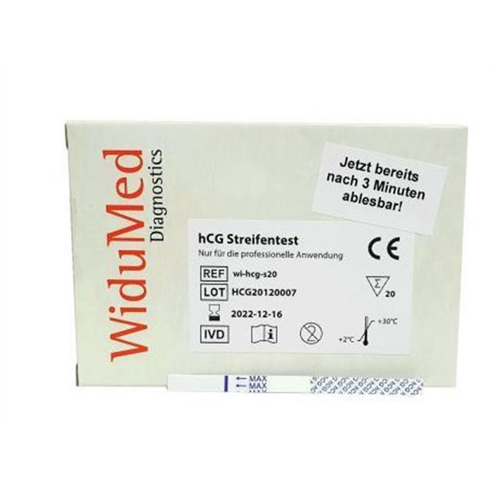 Widumed HCG Test urinaire sur bandelette, 20 pièces Widumed HCG Test urinaire sur bandelette, 20 pièces