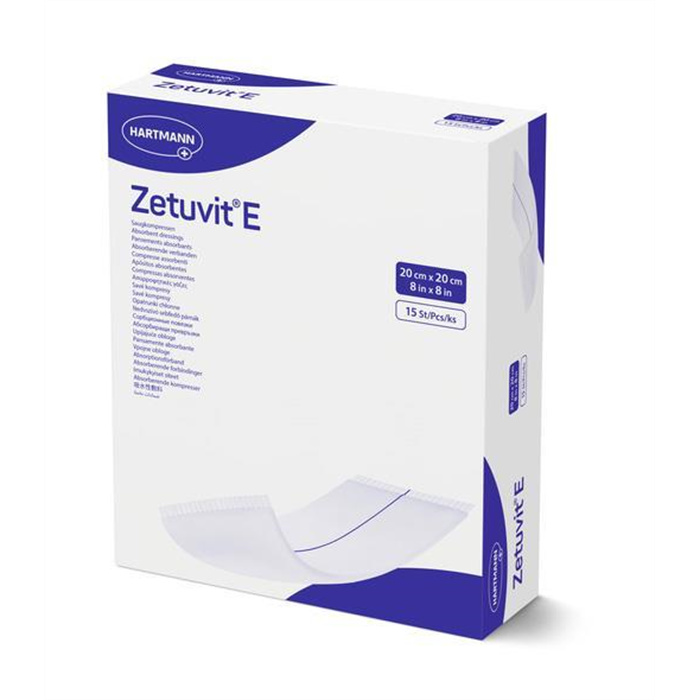 Zetuvit E Saugkompressen, steril, 20 x 20 cm, 15 St. Zetuvit E Saugkompressen, steril, 20 x 20 cm, 15 St.